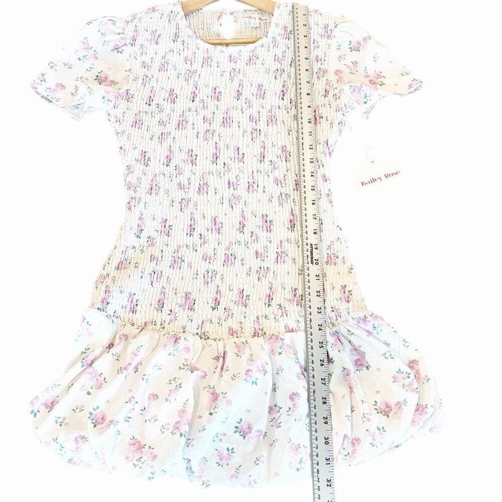Bailey Rose Floral Mini Dress L Bubble Hem Smocked Cottagecore NWT - Picture 11 of 12